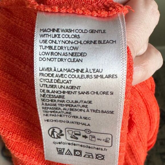 Pilcro Women's Mock Neck Dolman Sleeve Ribbed Orange Cropped Sweater Size XL - Picture 9 of 11